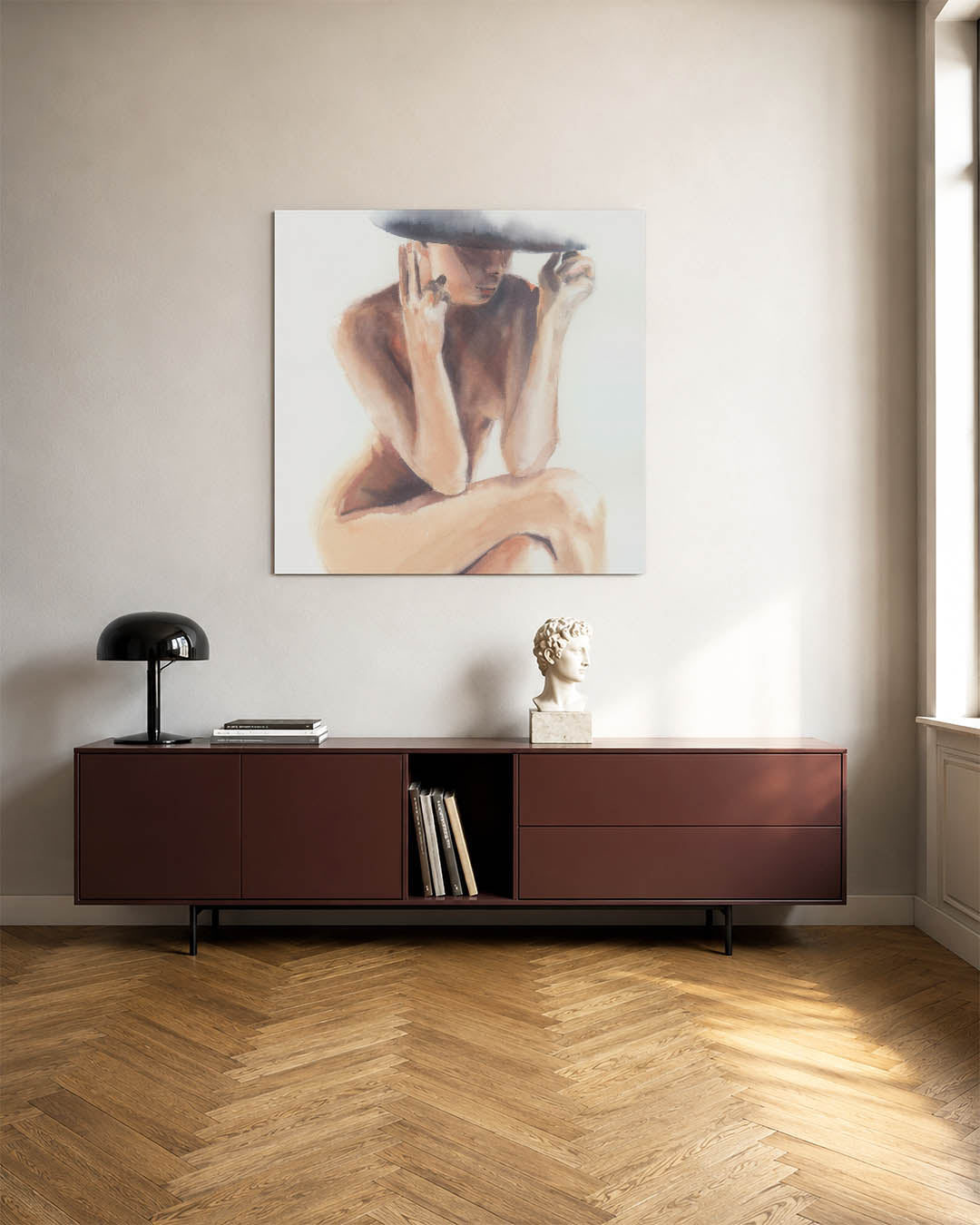 Zittende vrouw silhouet Kunstwerk