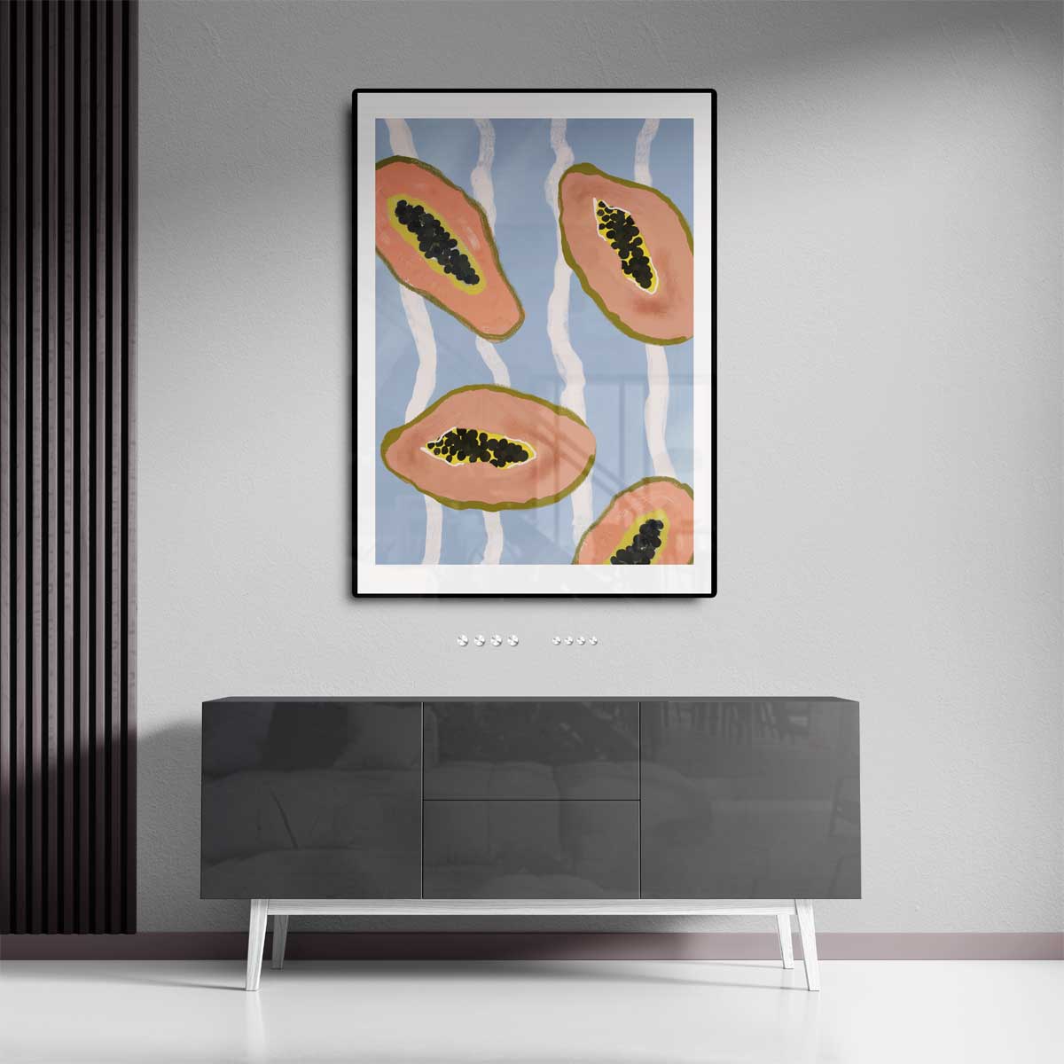 Tropische Papaya Vibes Kunstwerk-canvas-dibond-plexiglas-wanddecoratie-WallArtistic