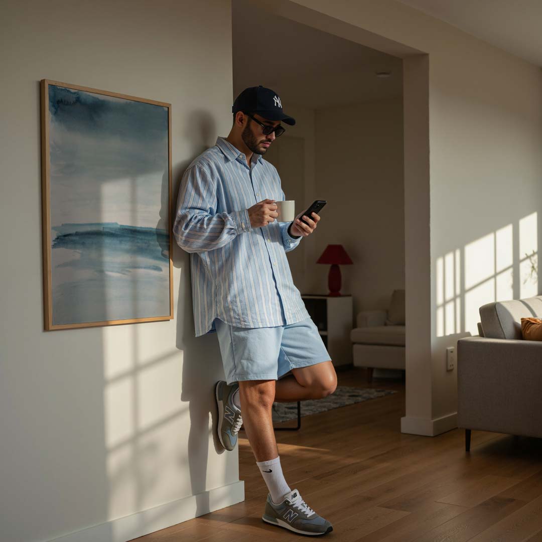 Rustgevende Blauwe Waterverf Poster-WallArtistic