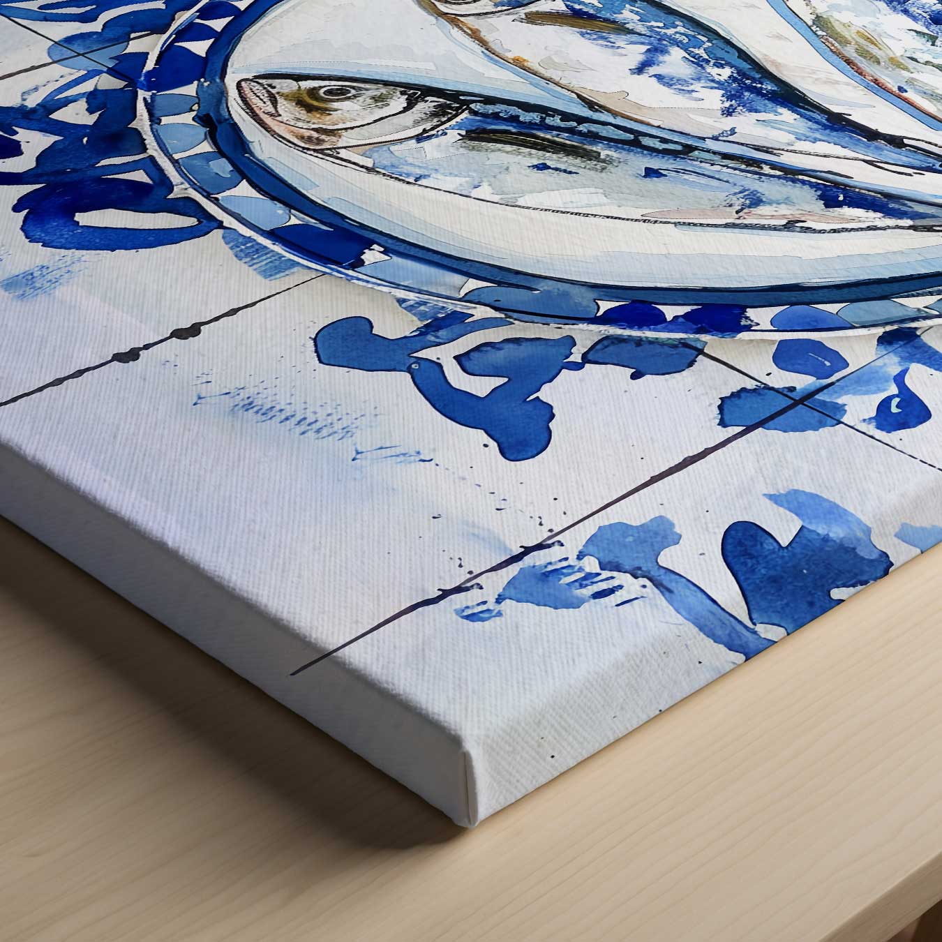 Vissersdromen in Blauw Kunstwerk-canvas-dibond-plexiglas-wanddecoratie-WallArtistic