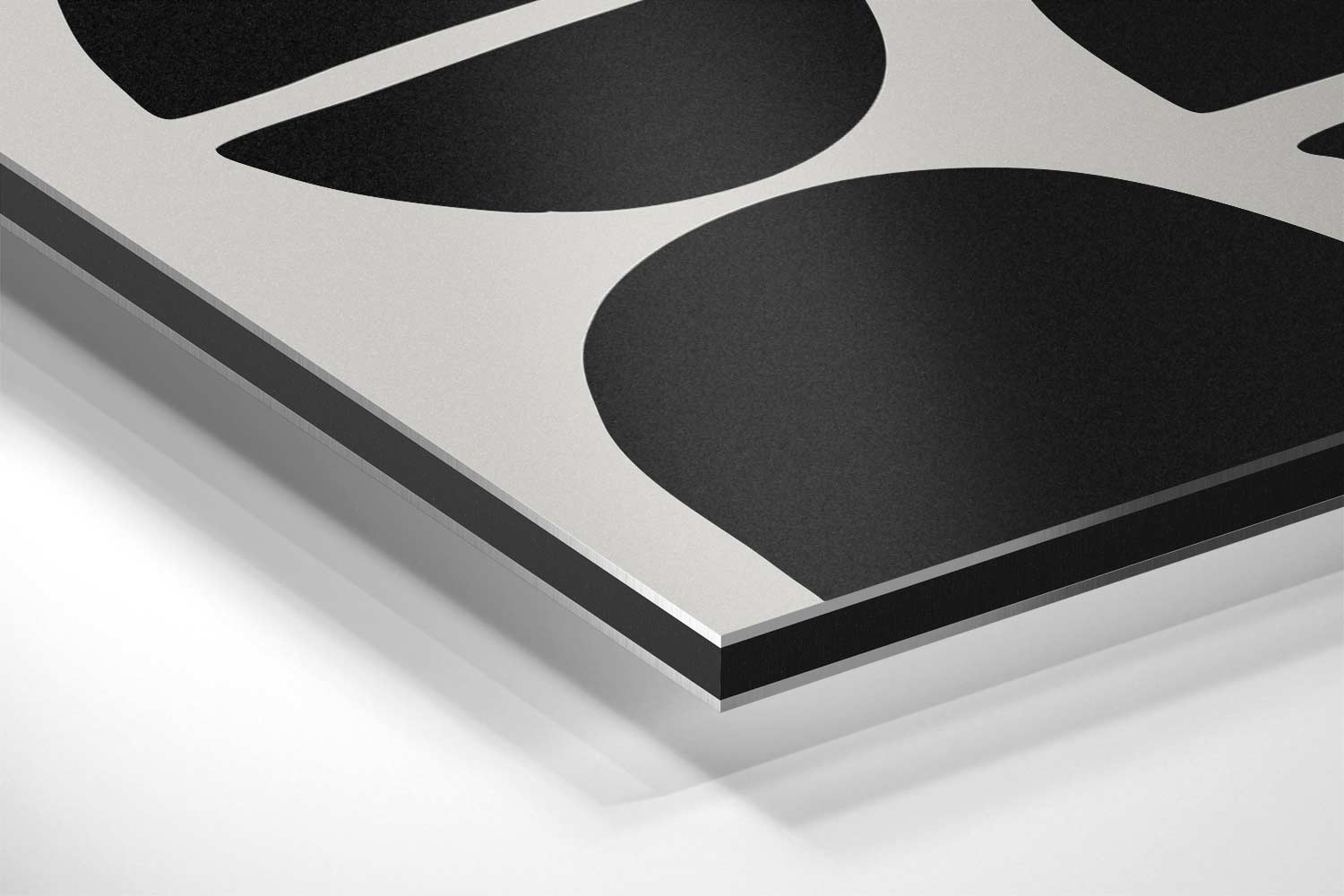 Zwarte Vormen op Wit Kunstwerk-canvas-dibond-plexiglas-wanddecoratie-WallArtistic