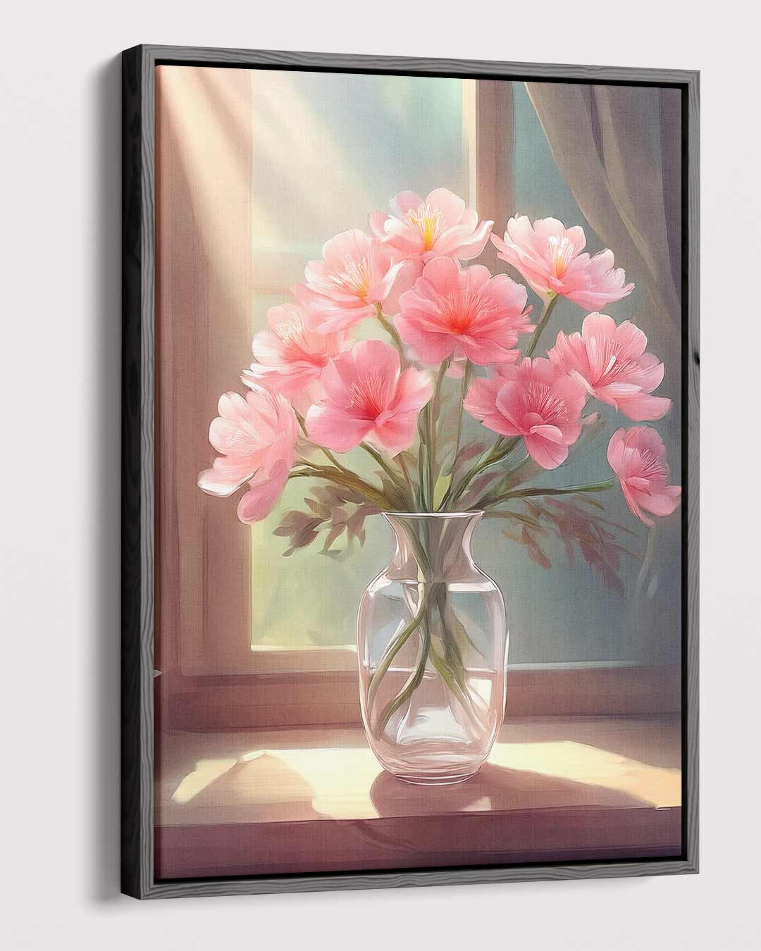 Zonnige Bloemengloed in Vaas Kunstwerk-canvas-dibond-plexiglas-wanddecoratie-WallArtistic