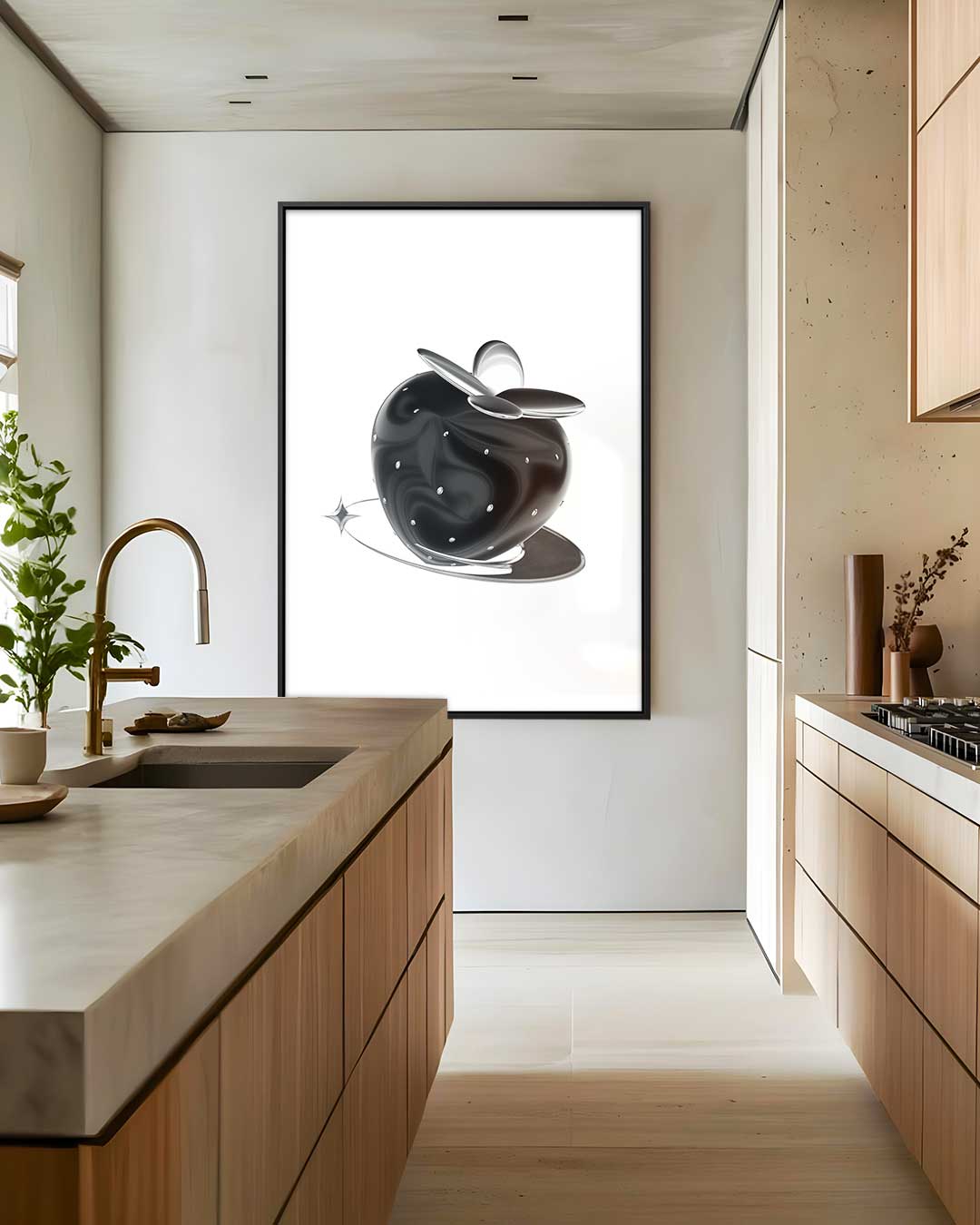Futuristische Zwarte Aardbei Kunstwerk-canvas-dibond-plexiglas-wanddecoratie-WallArtistic