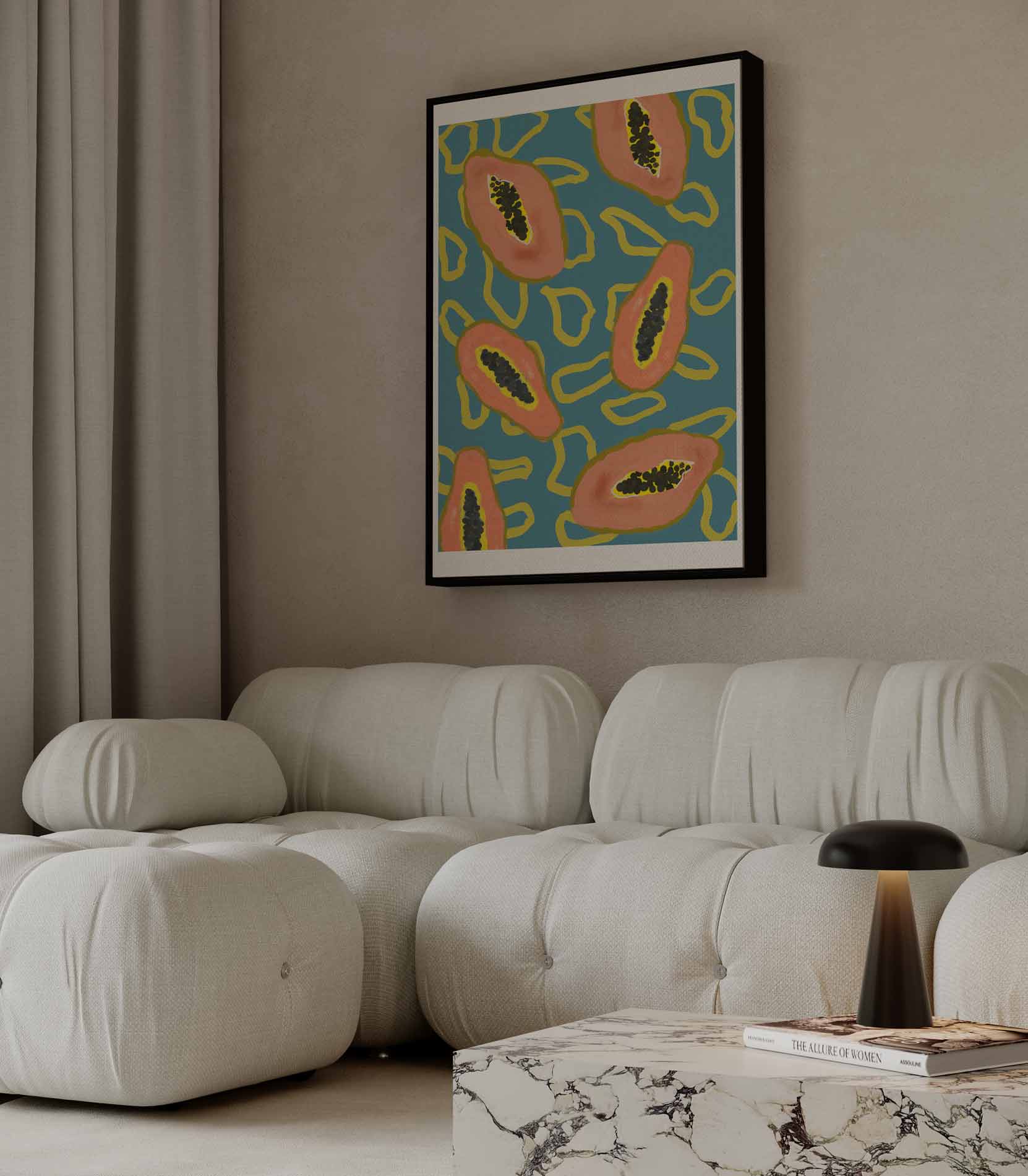 Tropische Papaya Print Kunstwerk-canvas-dibond-plexiglas-wanddecoratie-WallArtistic