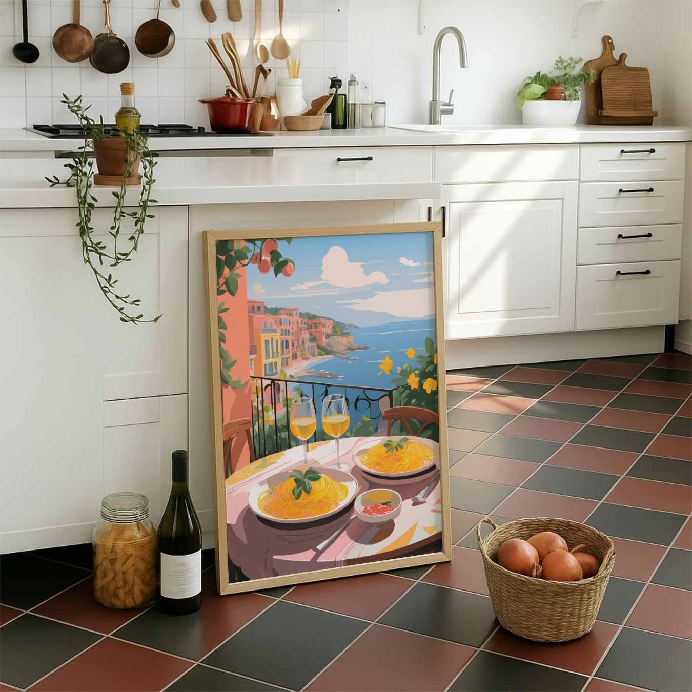 Romantisch Uitzicht op de Amalfikust Poster-WallArtistic