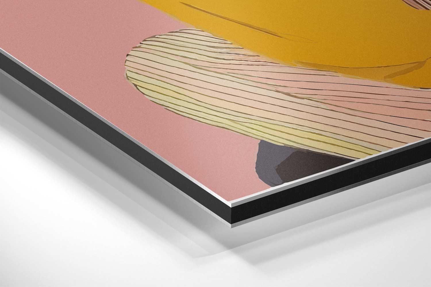 Dromerige Vrouw in Gele Trui Kunstwerk-canvas-dibond-plexiglas-wanddecoratie-WallArtistic