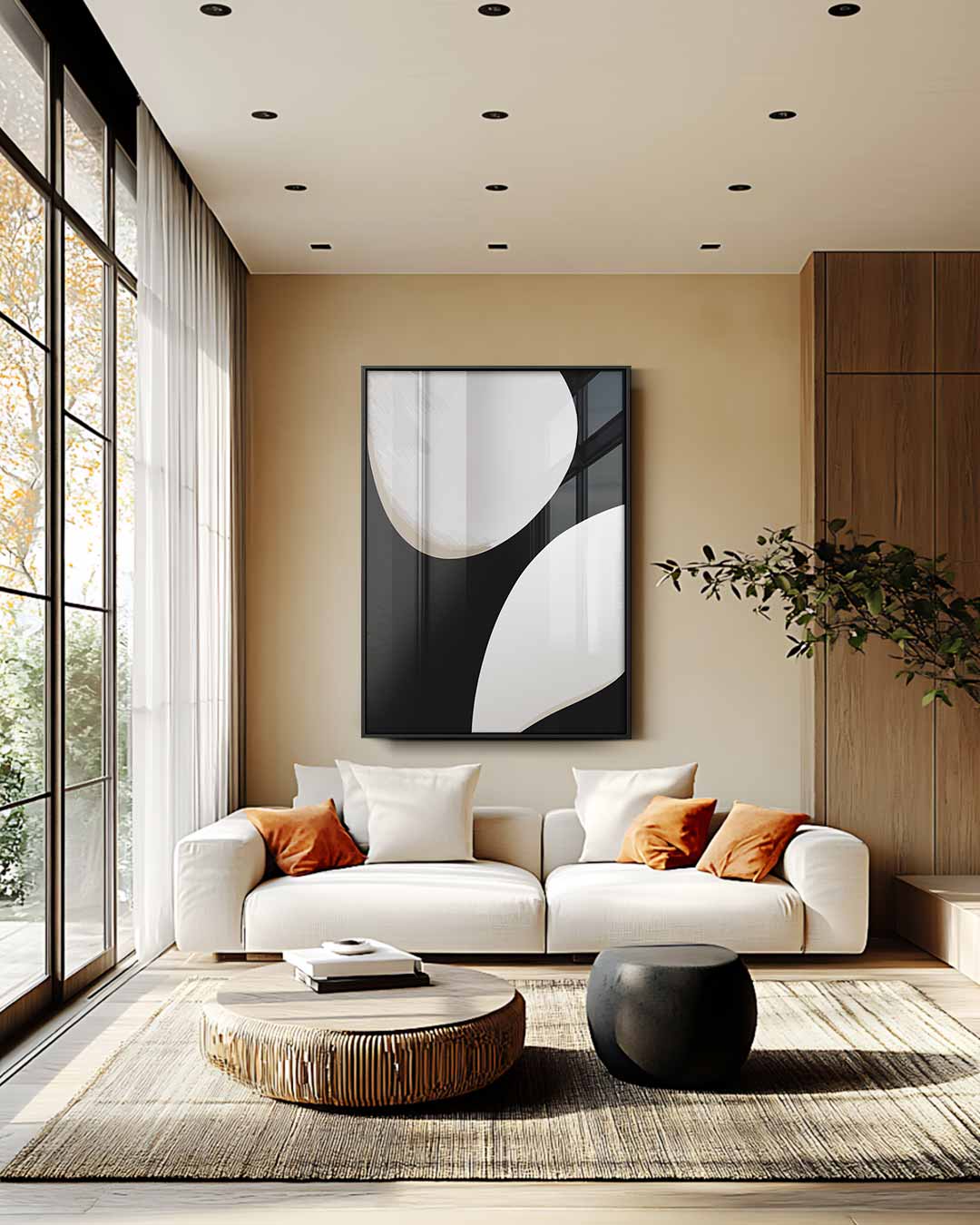 Zwart en Wit Abstractie Kunstwerk-canvas-dibond-plexiglas-wanddecoratie-WallArtistic