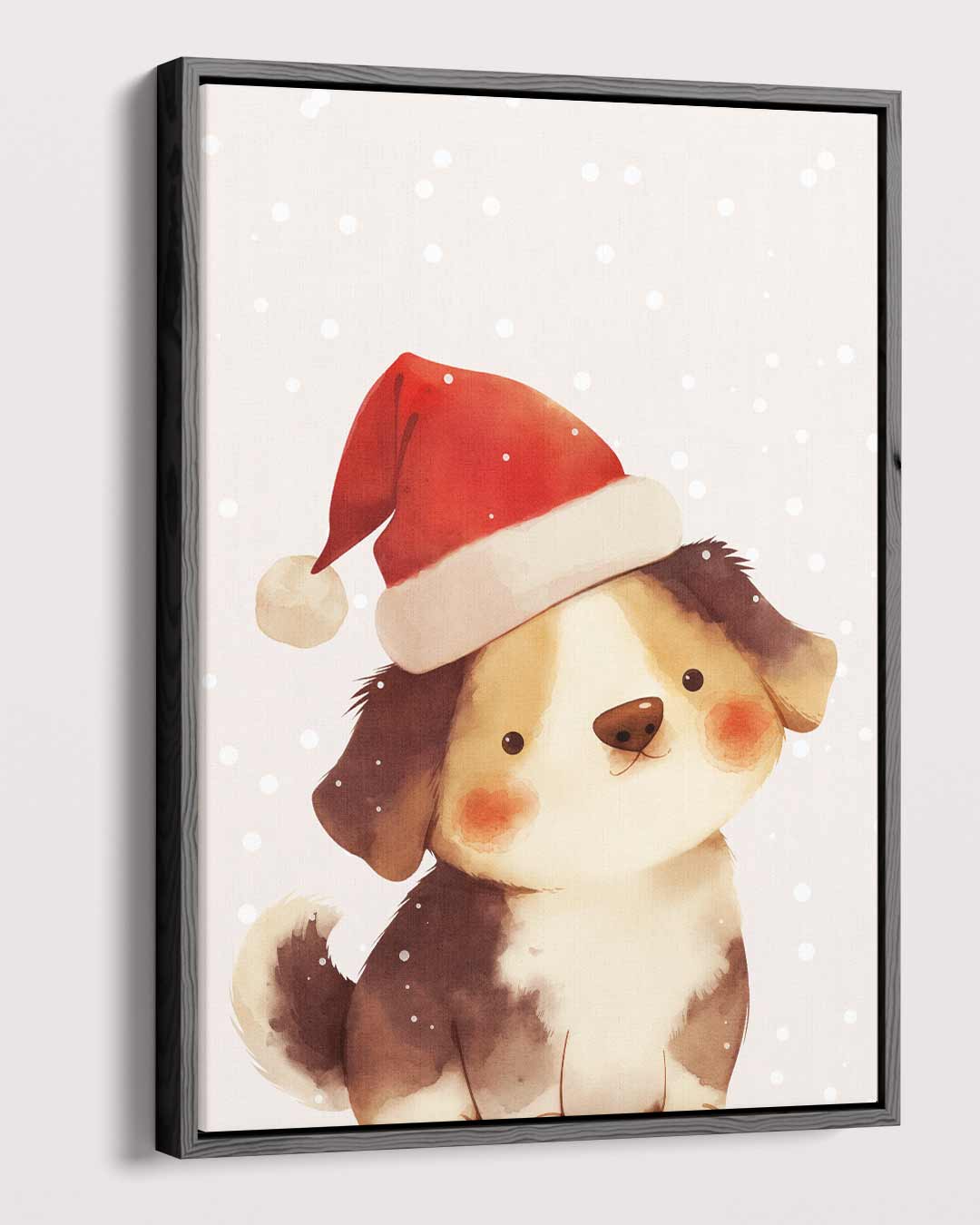 Schattige Kerst Puppy Illustratie Kunstwerk-canvas-dibond-plexiglas-wanddecoratie-WallArtistic