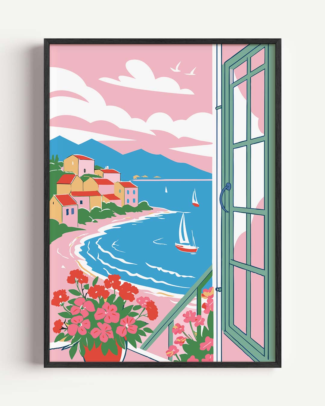 Zonnige Mediterrane Uitzicht Poster