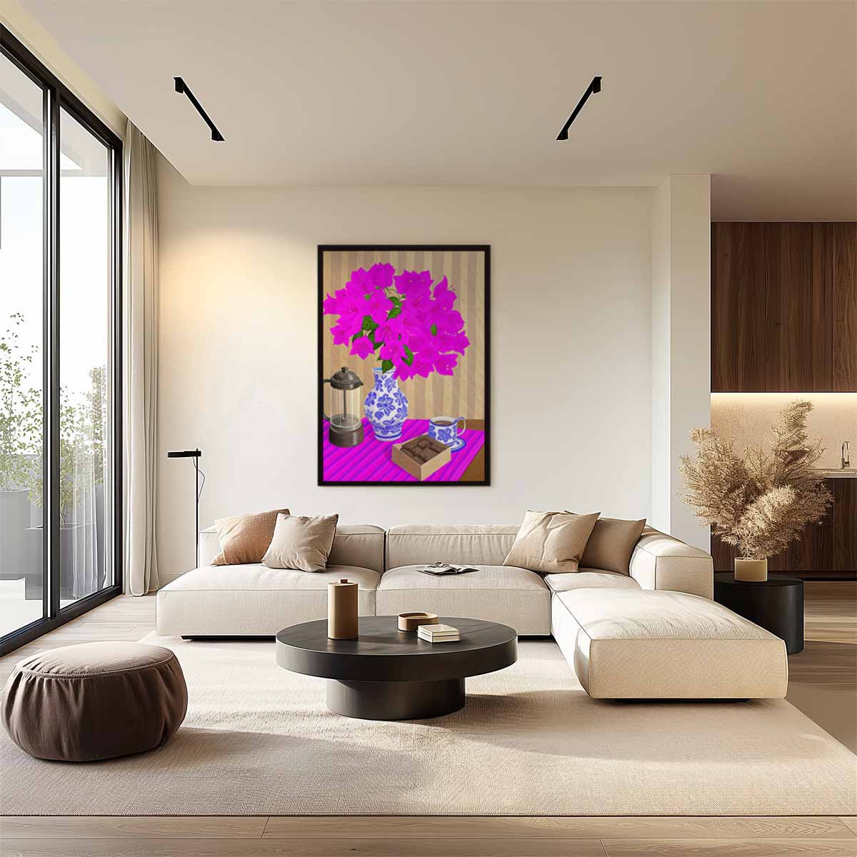 Felroze Bloemenpracht Kunstwerk-canvas-dibond-plexiglas-wanddecoratie-WallArtistic