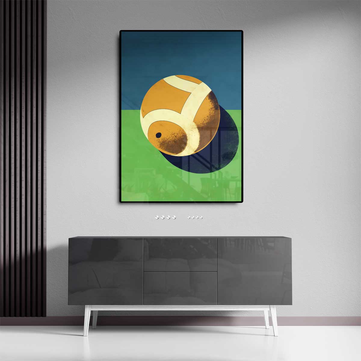 Abstracte Tennisbal Kunstwerk-canvas-dibond-plexiglas-wanddecoratie-WallArtistic