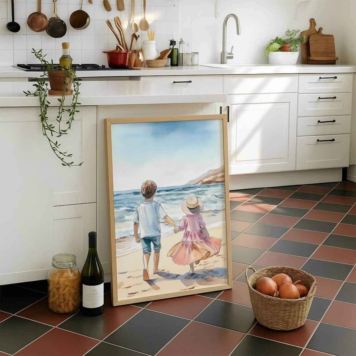 Zomers Wandeling aan Zee Poster-WallArtistic
