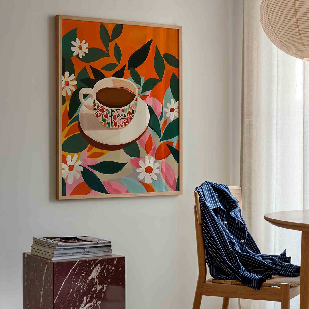Bloemen en kopje Poster