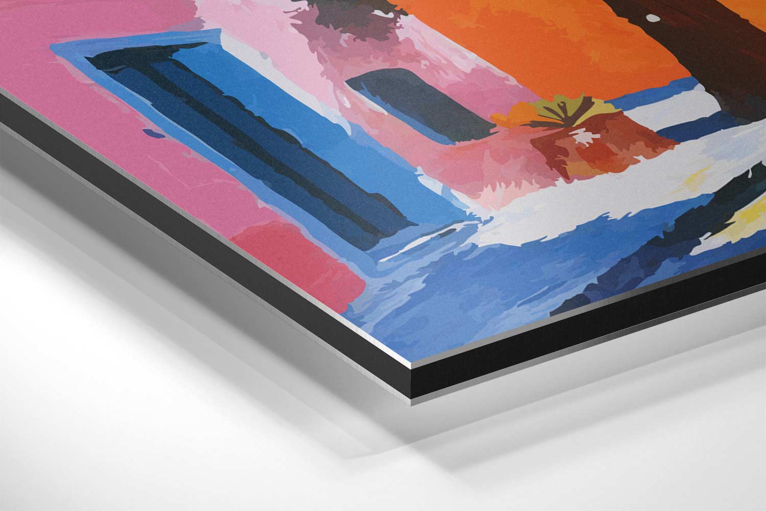 Zonnige Straat in de Middellandse Zee Kunstwerk-canvas-dibond-plexiglas-wanddecoratie-WallArtistic