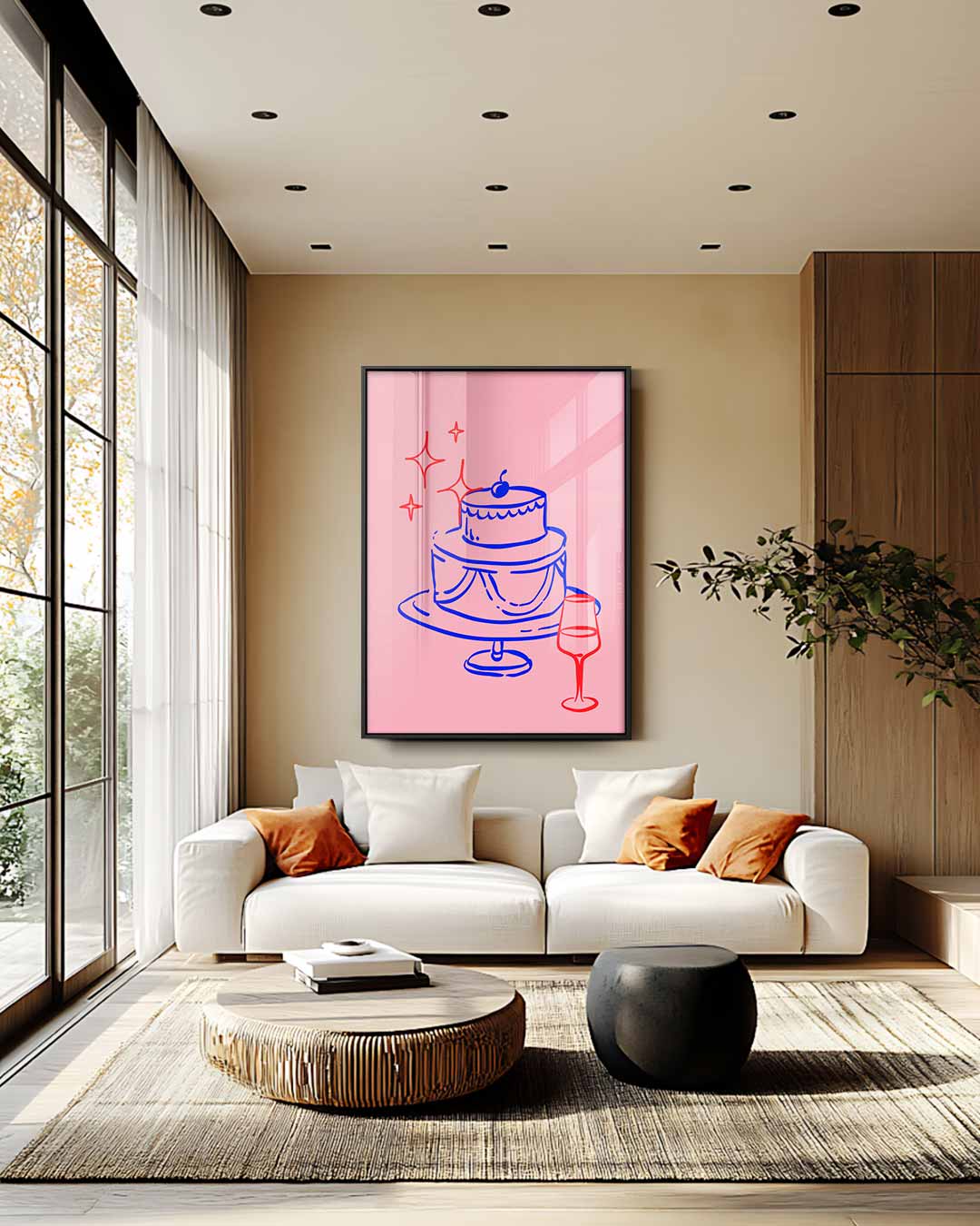 Feestelijke Taart Illustratie Kunstwerk-canvas-dibond-plexiglas-wanddecoratie-WallArtistic