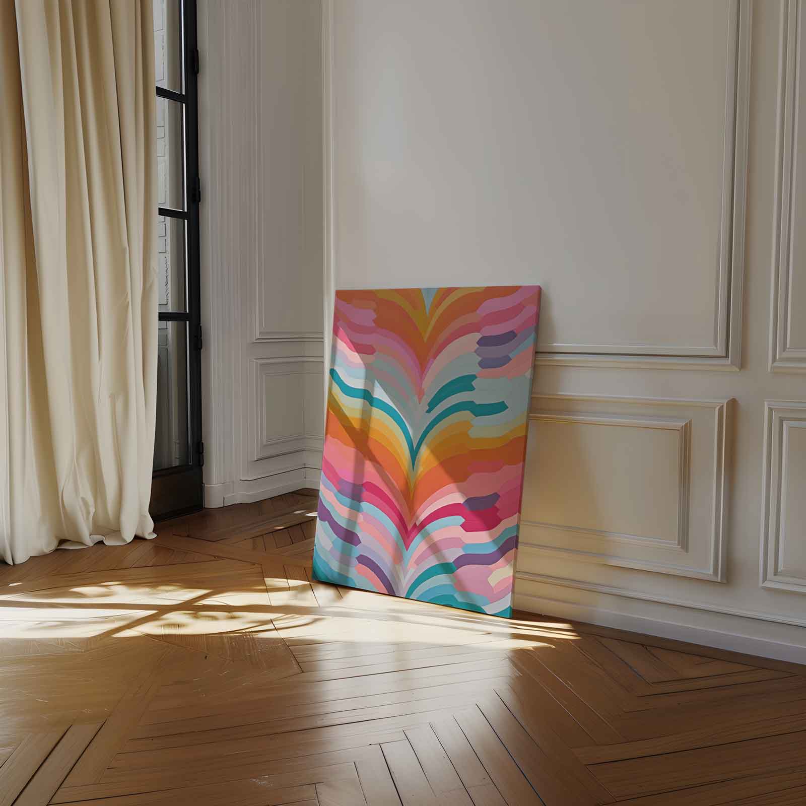 Kleurrijke Golven Kunstwerk-canvas-dibond-plexiglas-wanddecoratie-WallArtistic