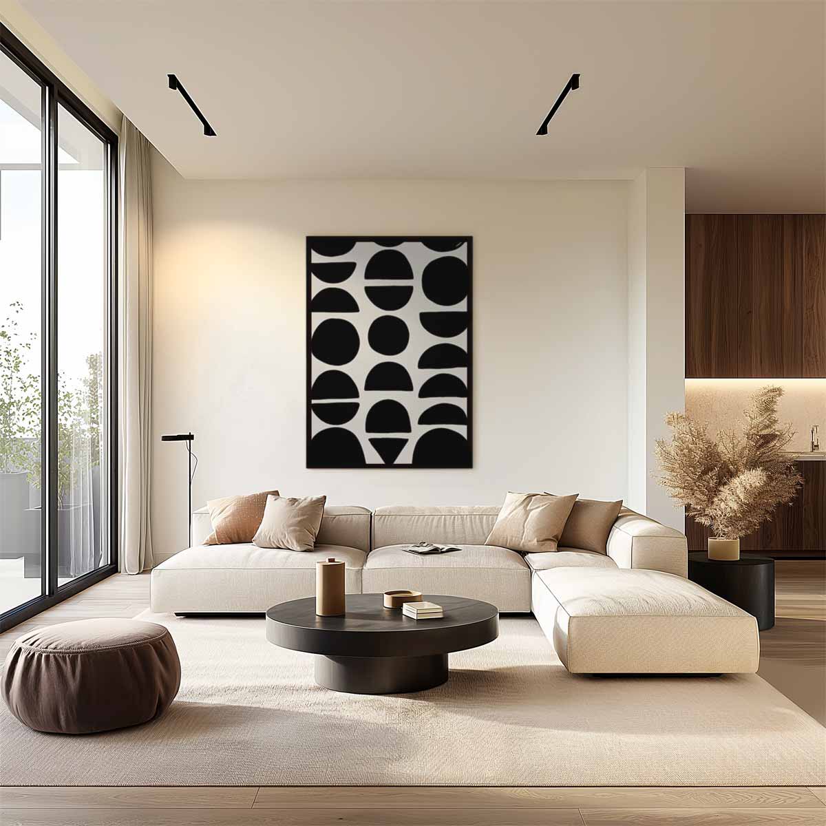 Zwarte Vormen op Wit Kunstwerk-canvas-dibond-plexiglas-wanddecoratie-WallArtistic