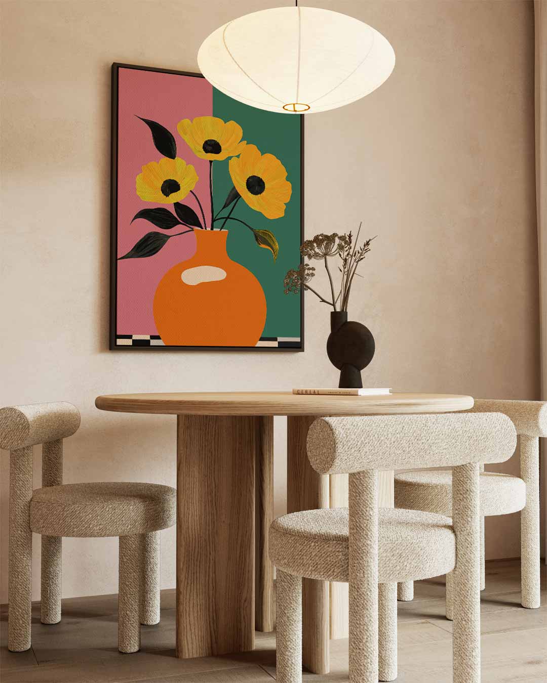 Oranje Bloemenvazen Stilleven Kunstwerk-canvas-dibond-plexiglas-wanddecoratie-WallArtistic