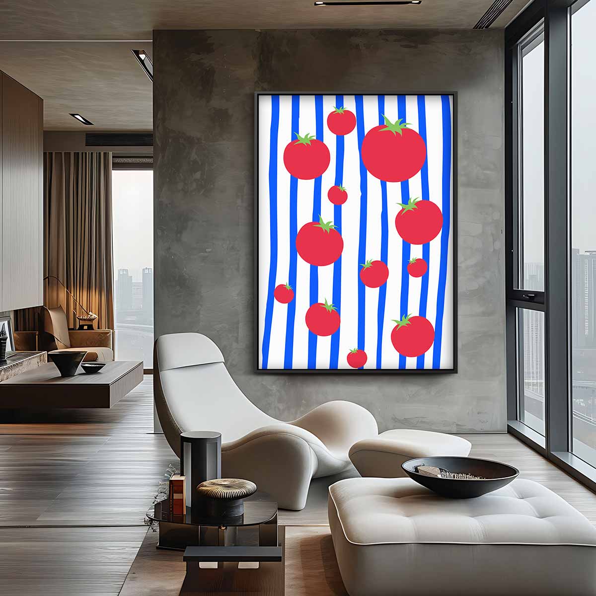 Speelse Kerstomaten Rhapsodie Kunstwerk-canvas-dibond-plexiglas-wanddecoratie-WallArtistic
