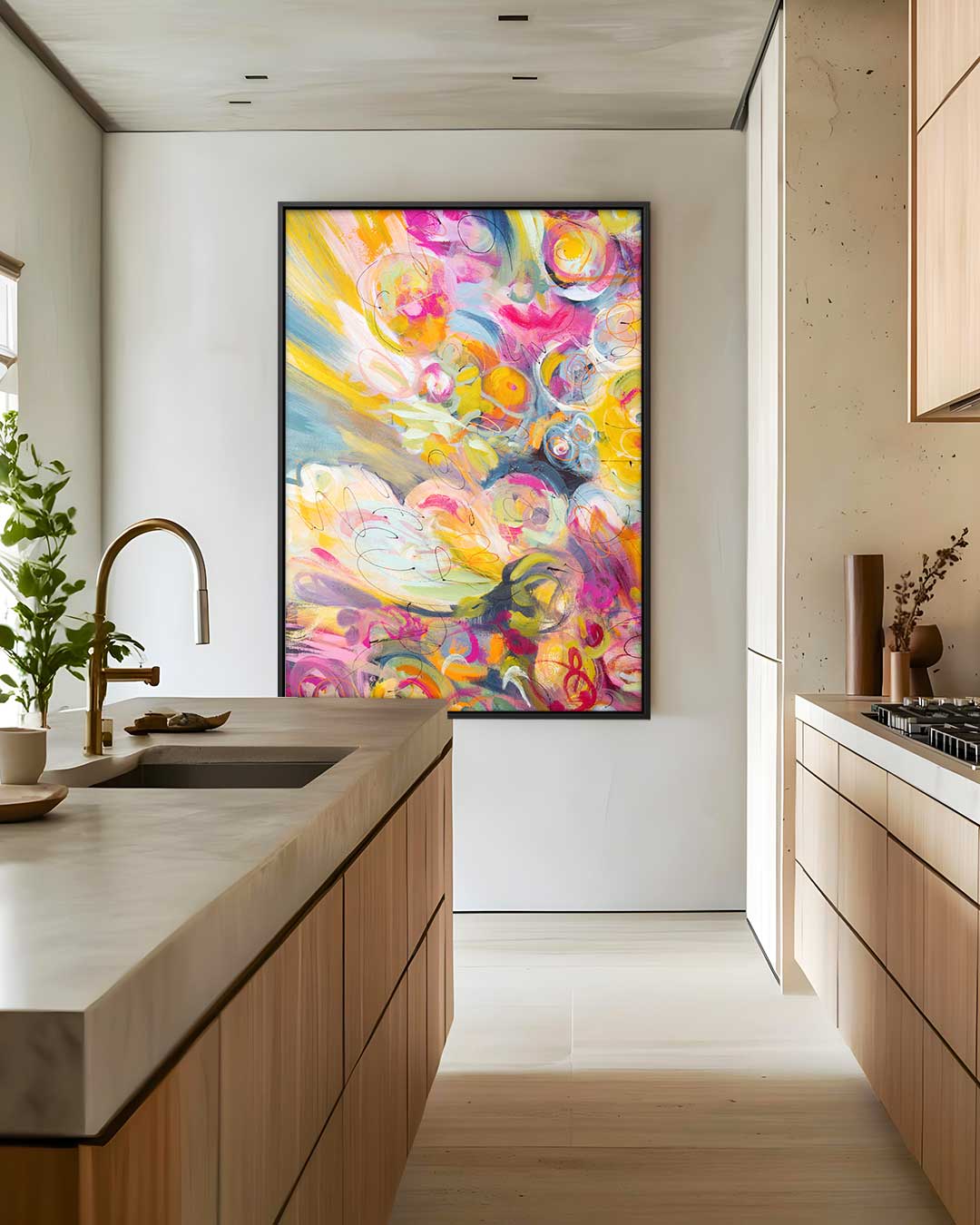 Vurige Bloemenexplosie Kunstwerk-canvas-dibond-plexiglas-wanddecoratie-WallArtistic