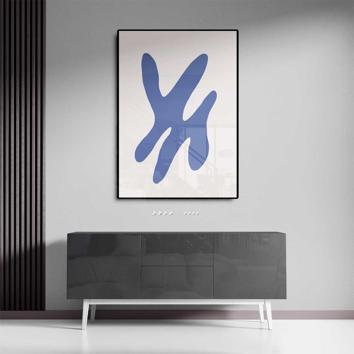 Blauwe Abstracte Vormen Kunstwerk-canvas-dibond-plexiglas-wanddecoratie-WallArtistic
