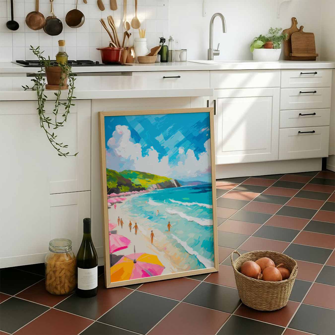 Zonnige Stranddag Kunstposter-WallArtistic