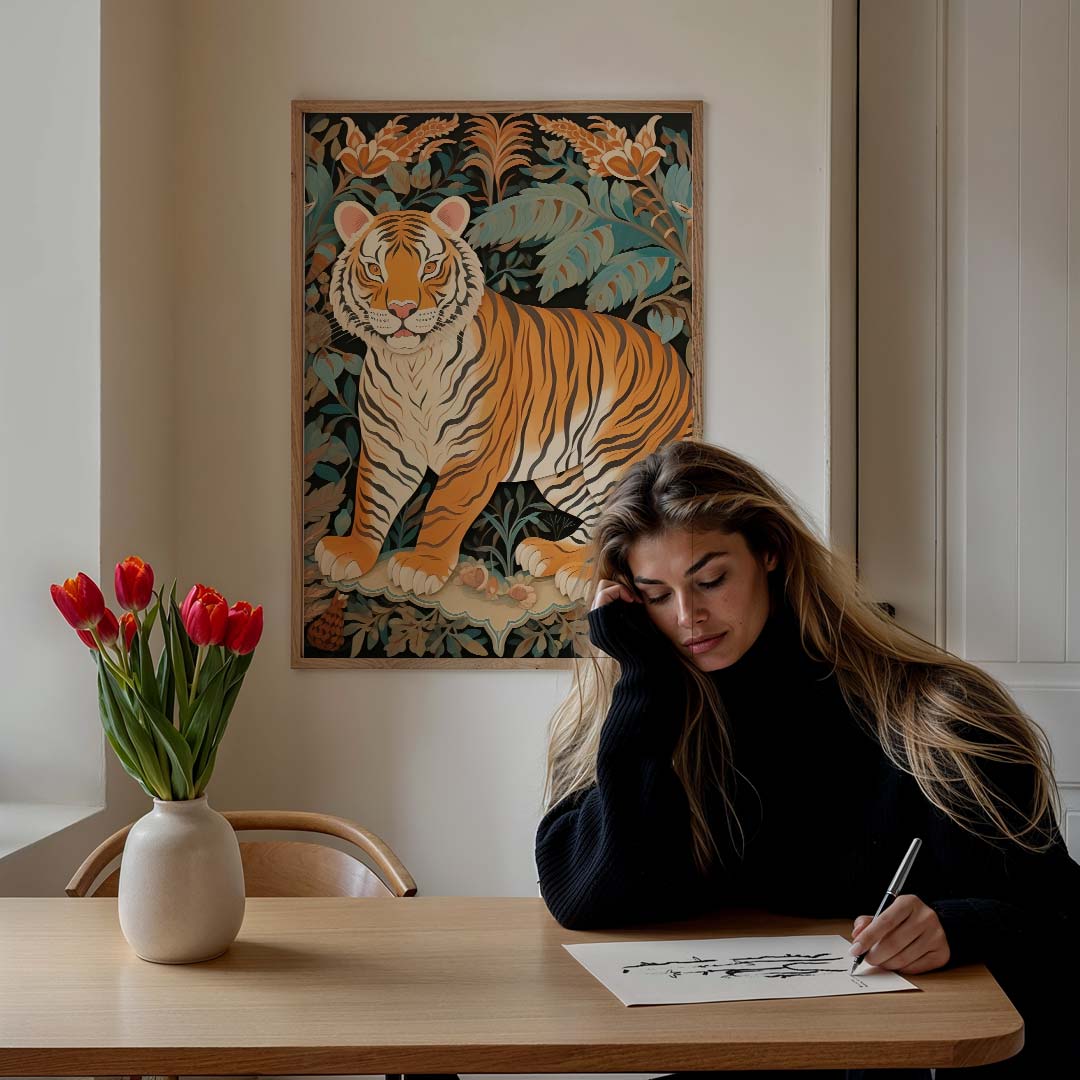 Stoere Tijger Jungle Poster-WallArtistic