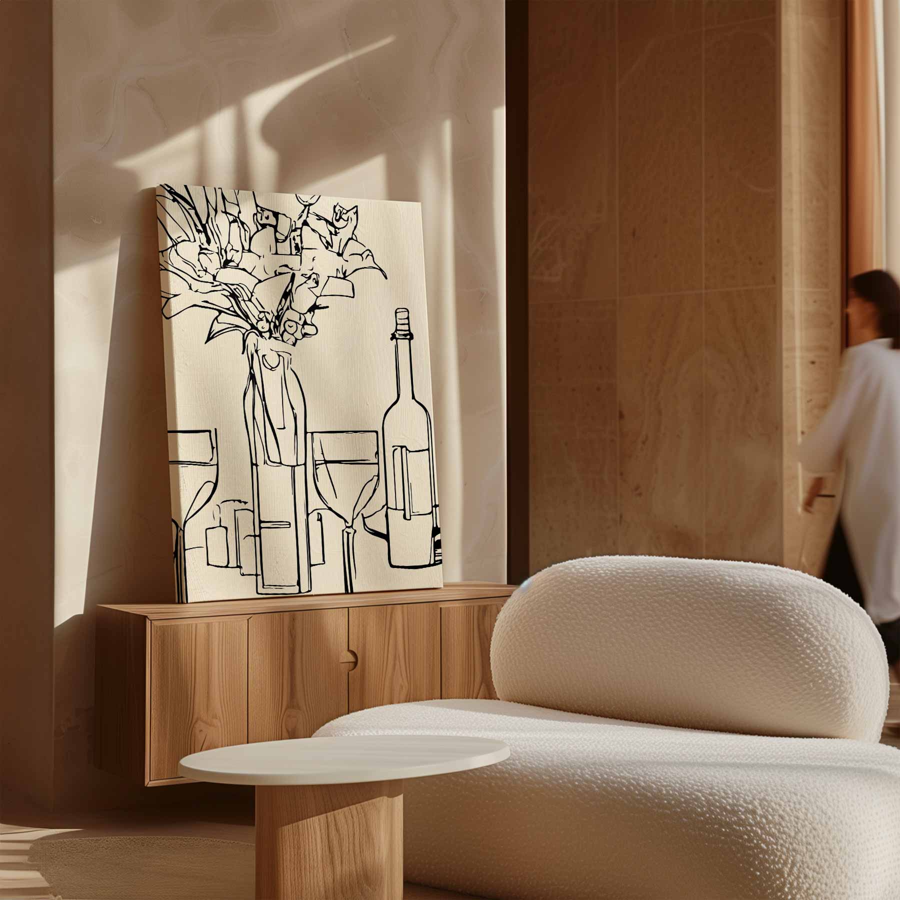 Moderne Omtrekschets Stilleven Kunstwerk-canvas-dibond-plexiglas-wanddecoratie-WallArtistic