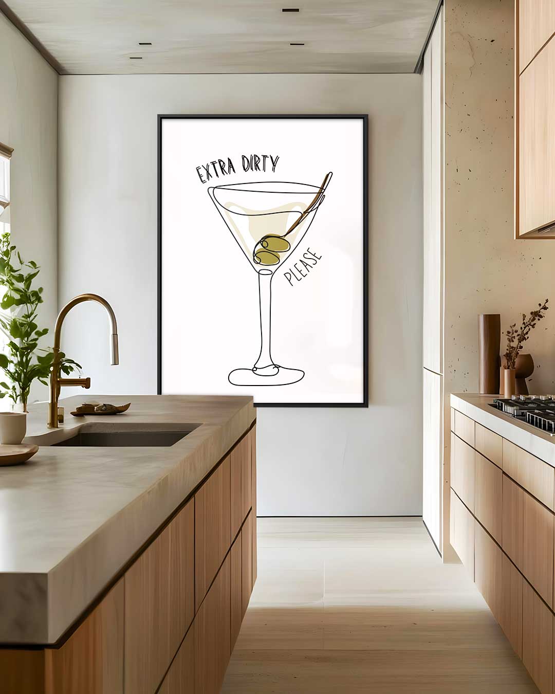 Extra Dirty Martini Illustratie Kunstwerk-canvas-dibond-plexiglas-wanddecoratie-WallArtistic