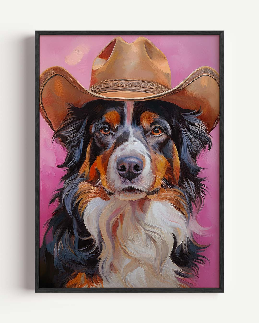Stoere Hond in Cowboy Hoed Poster-WallArtistic