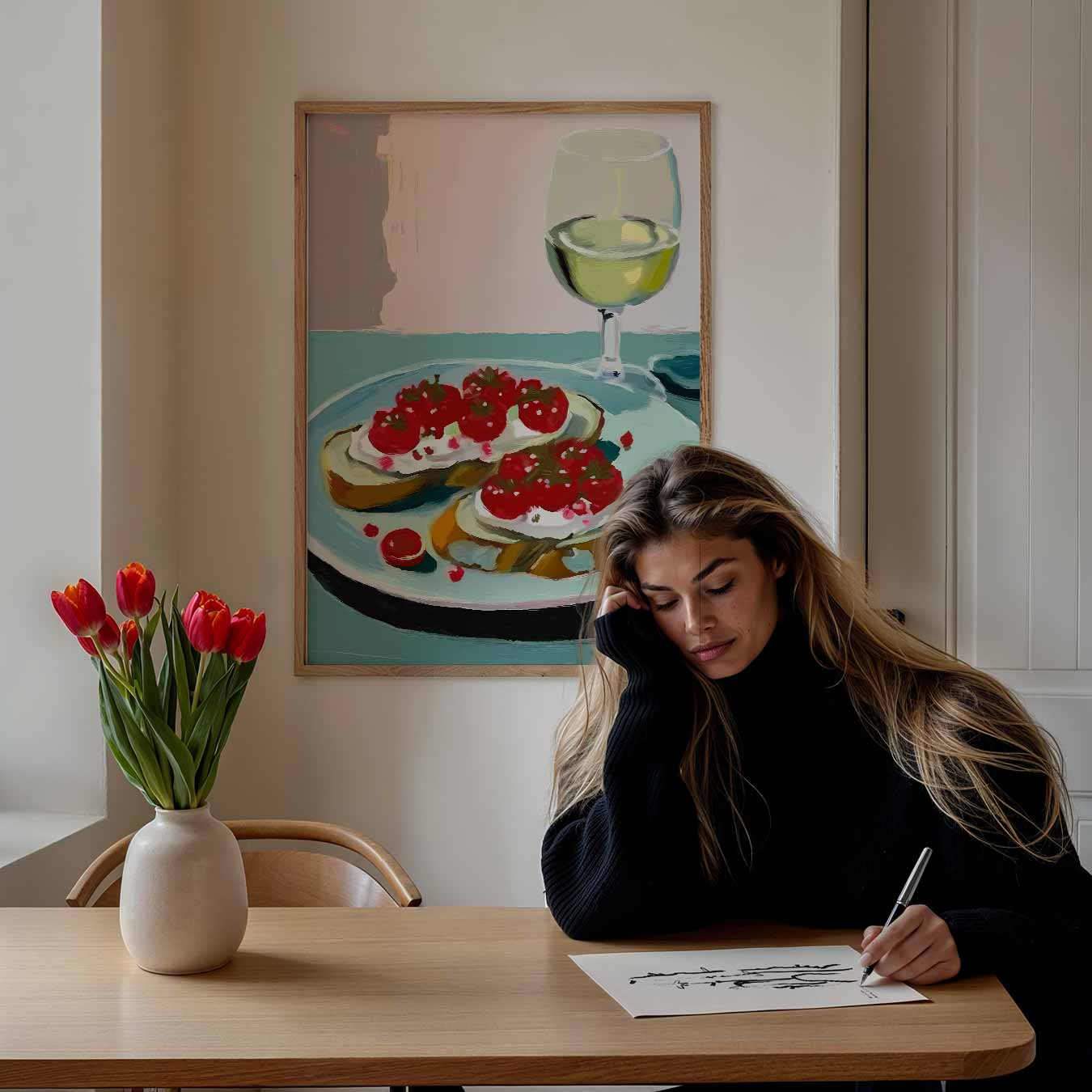 Romantische Diner Tafereel Poster-WallArtistic