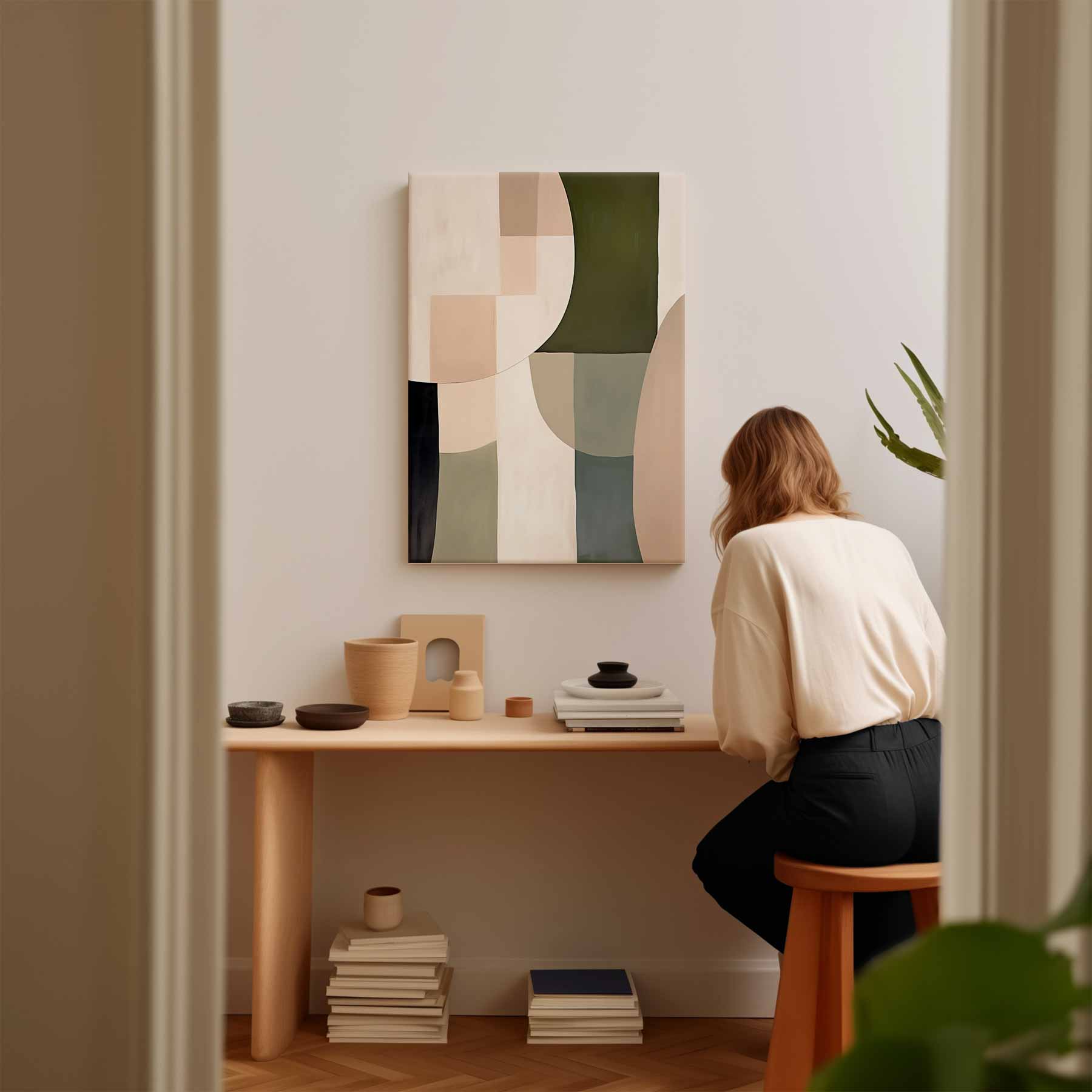 Harmonische Abstractie in Aardetinten Kunstwerk-canvas-dibond-plexiglas-wanddecoratie-WallArtistic
