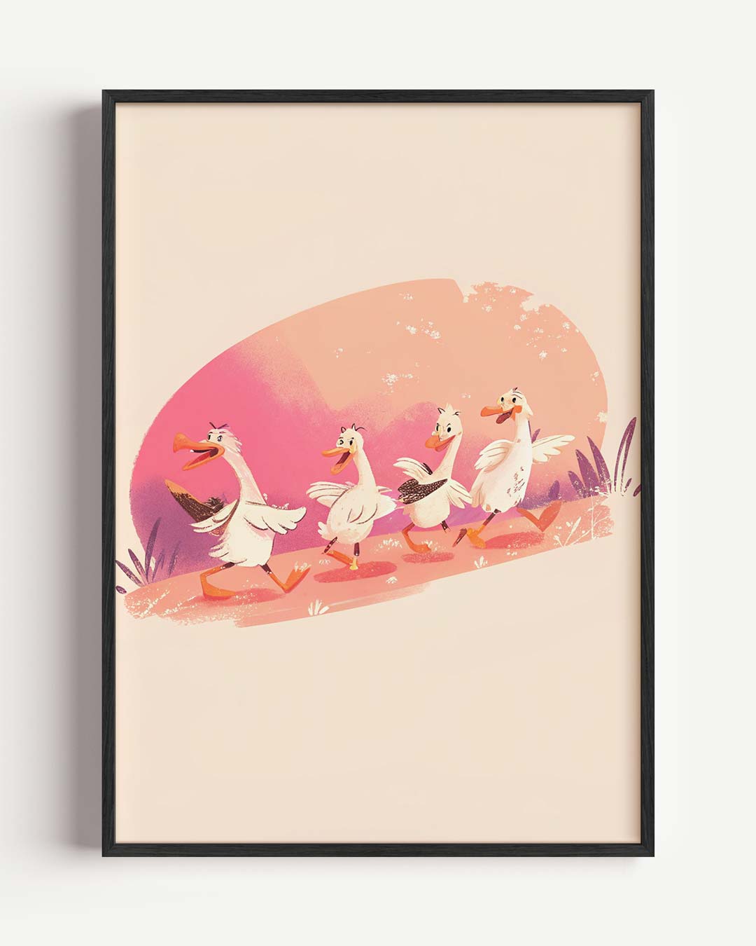 Vrolijke Eendenwandeling Poster-WallArtistic