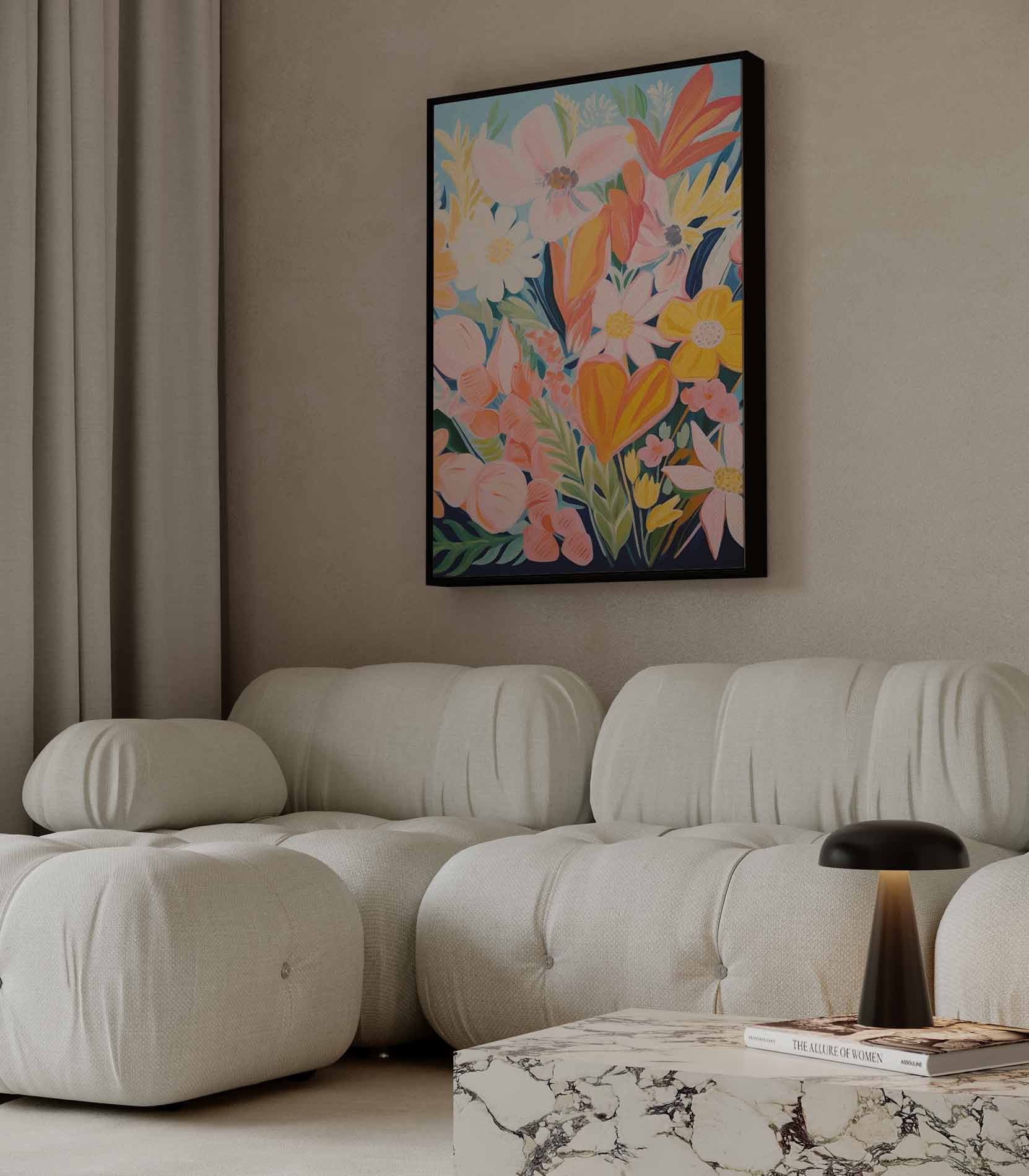 Bloemengeur in Kleuren Kunstwerk-canvas-dibond-plexiglas-wanddecoratie-WallArtistic