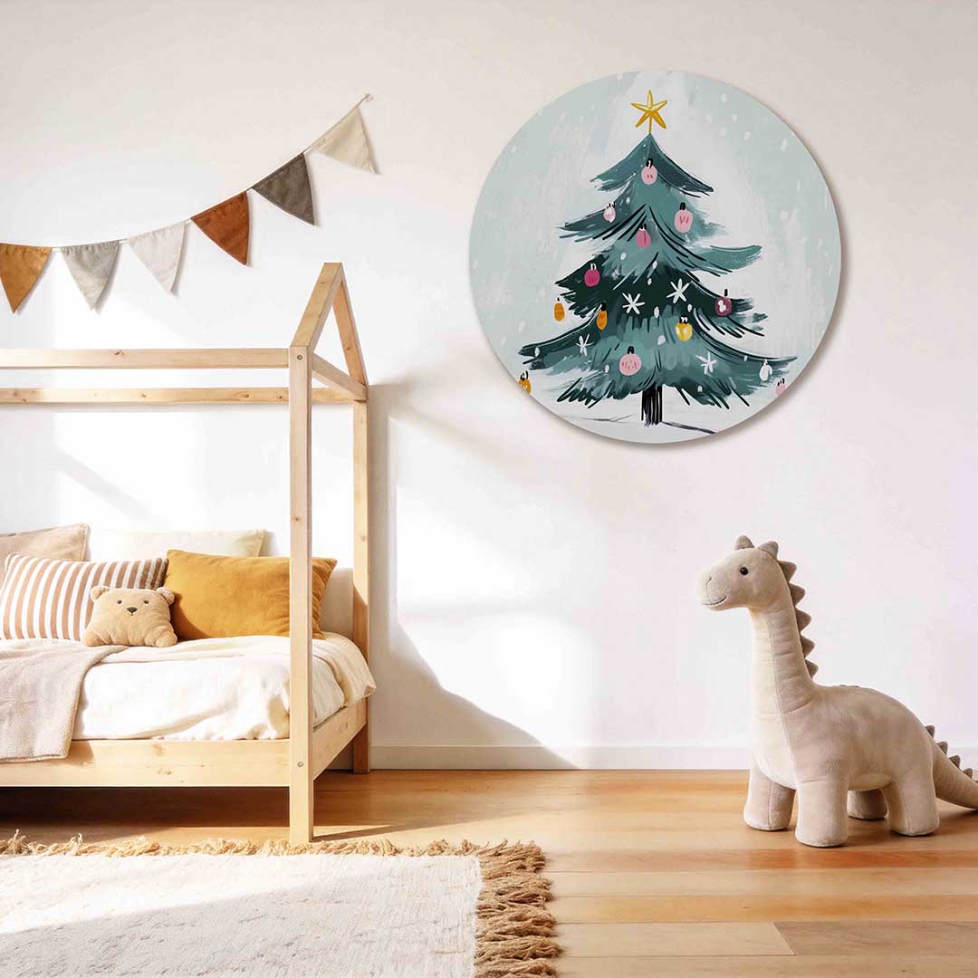Kerstboom met versiering Muurcirkel