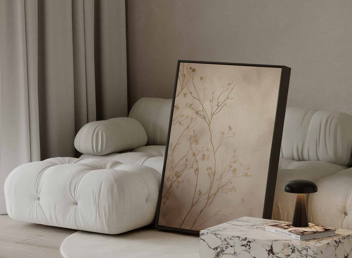 Gouden Takken in Mist Kunstwerk-canvas-dibond-plexiglas-wanddecoratie-WallArtistic
