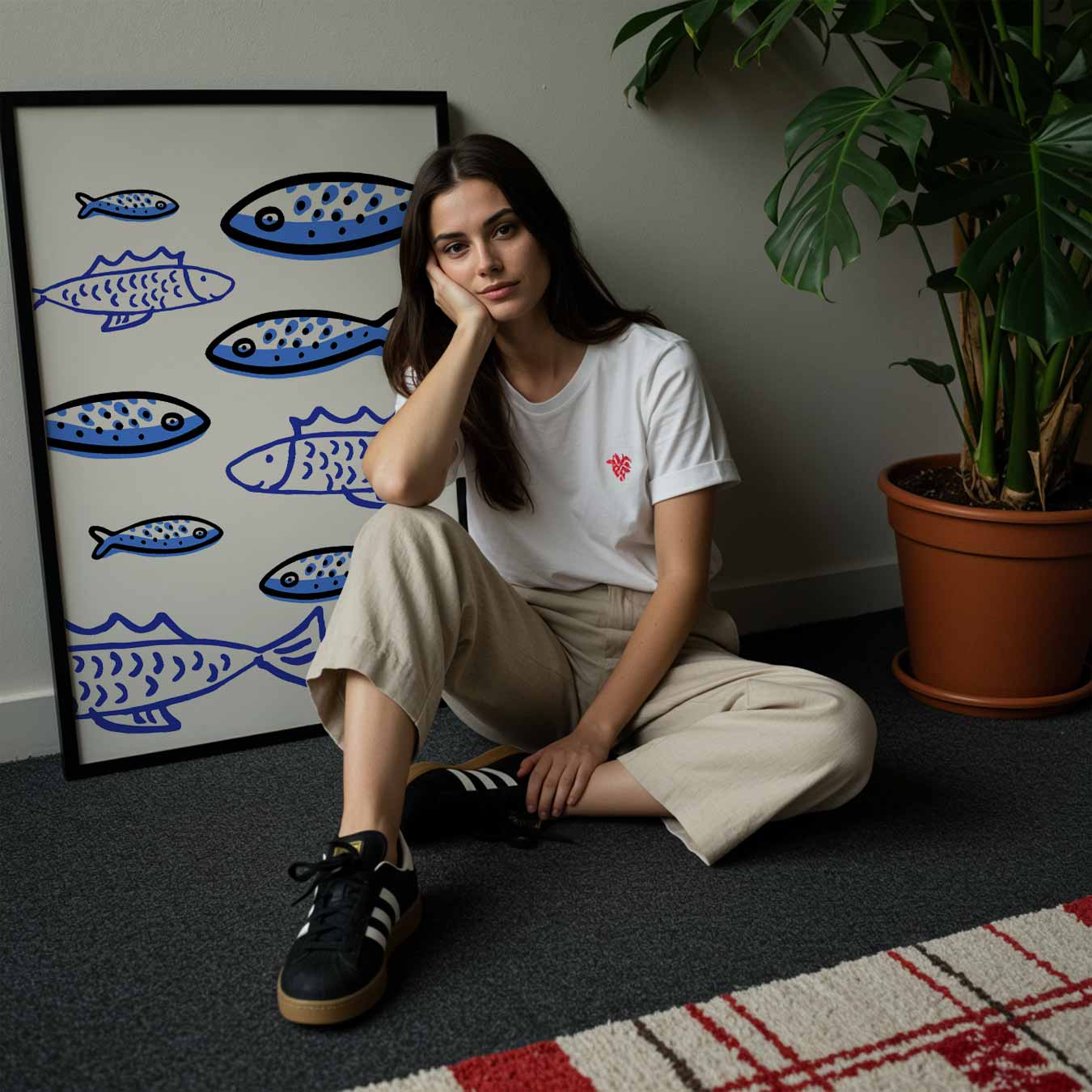 Speelse Vissen Illustratie Poster-WallArtistic