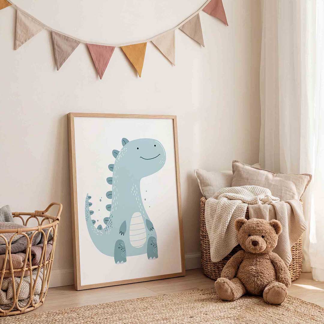 Blauwe dinosaurus Poster
