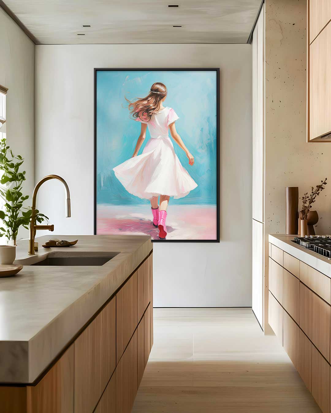 Dansende Lente in Pastelkleuren Kunstwerk-canvas-dibond-plexiglas-wanddecoratie-WallArtistic