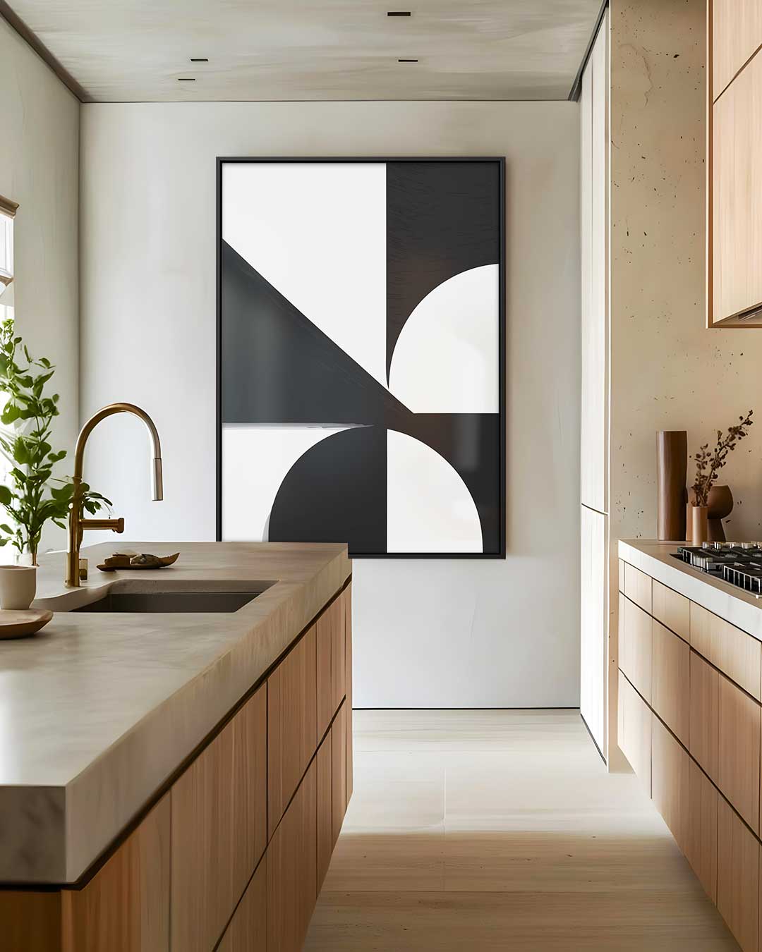 Abstract Geometrisch Contrast Kunstwerk-canvas-dibond-plexiglas-wanddecoratie-WallArtistic