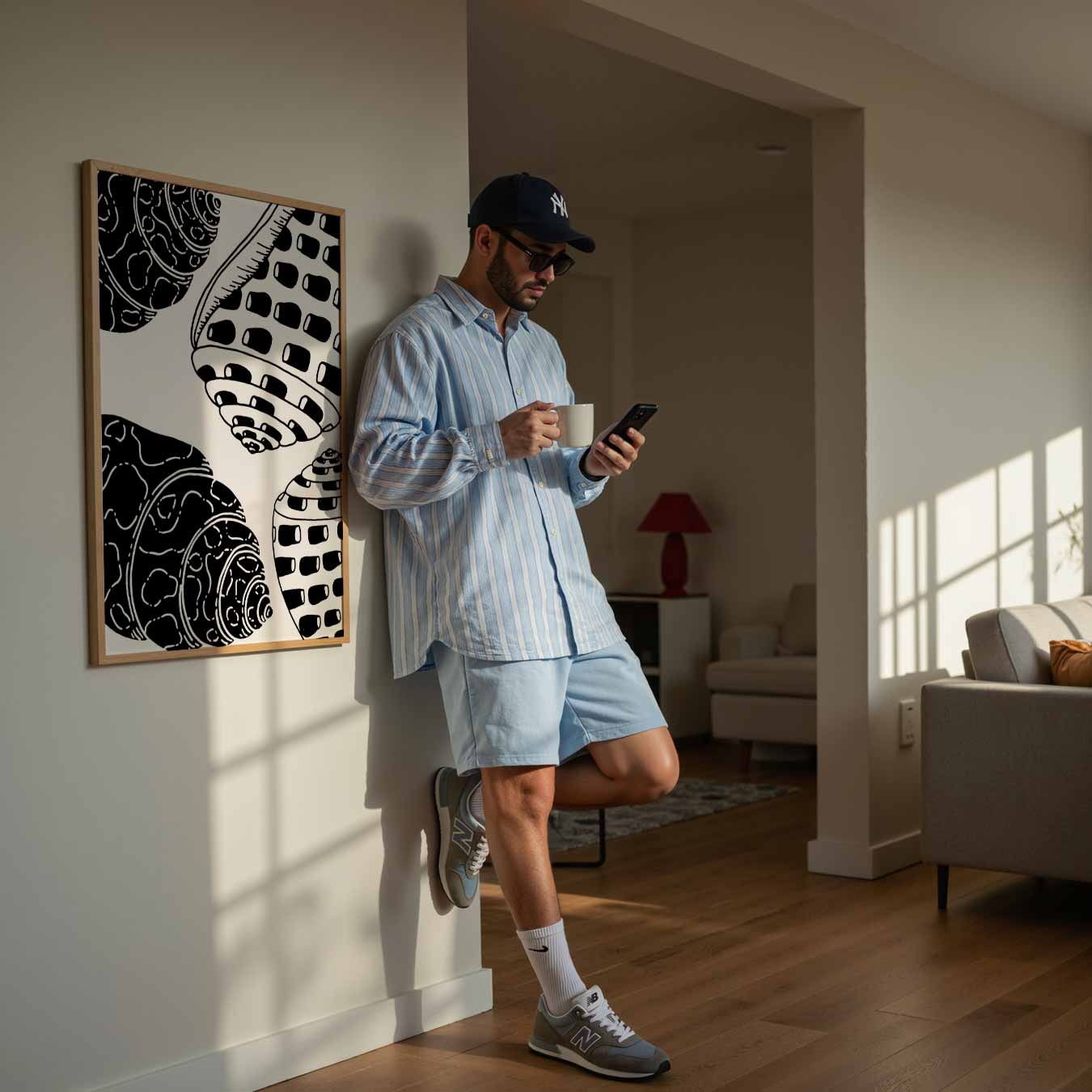 Zwart-wit schelpenkunstposter-WallArtistic