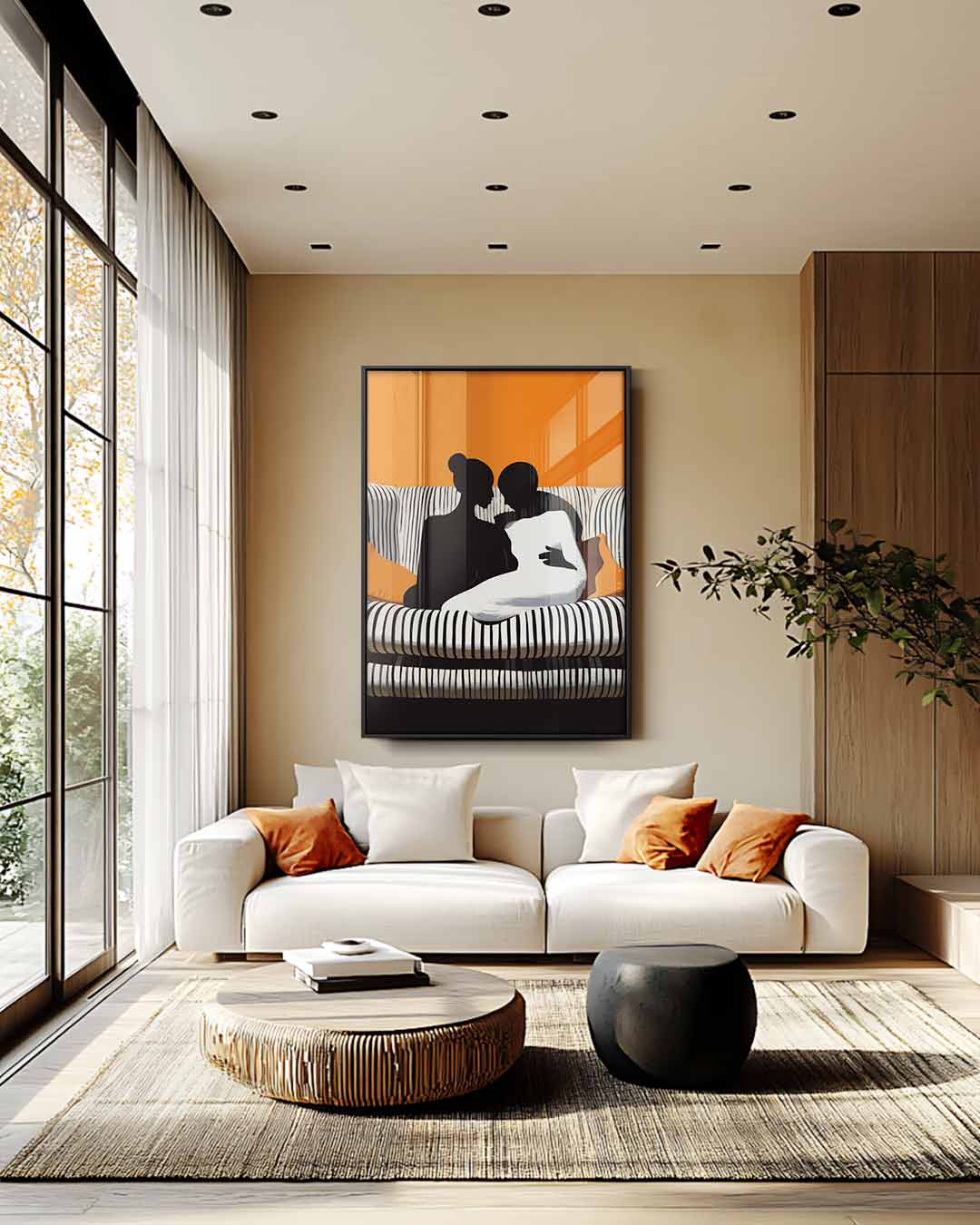 Intieme Band op de Bank Kunstwerk-canvas-dibond-plexiglas-wanddecoratie-WallArtistic