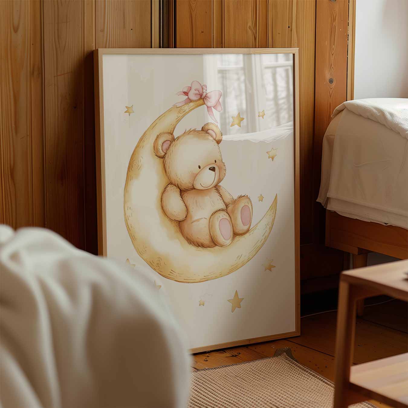 Schattige Beer op de Maan Poster
