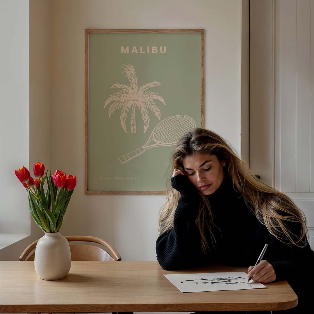 Malibu Beach Tennis Poster-WallArtistic