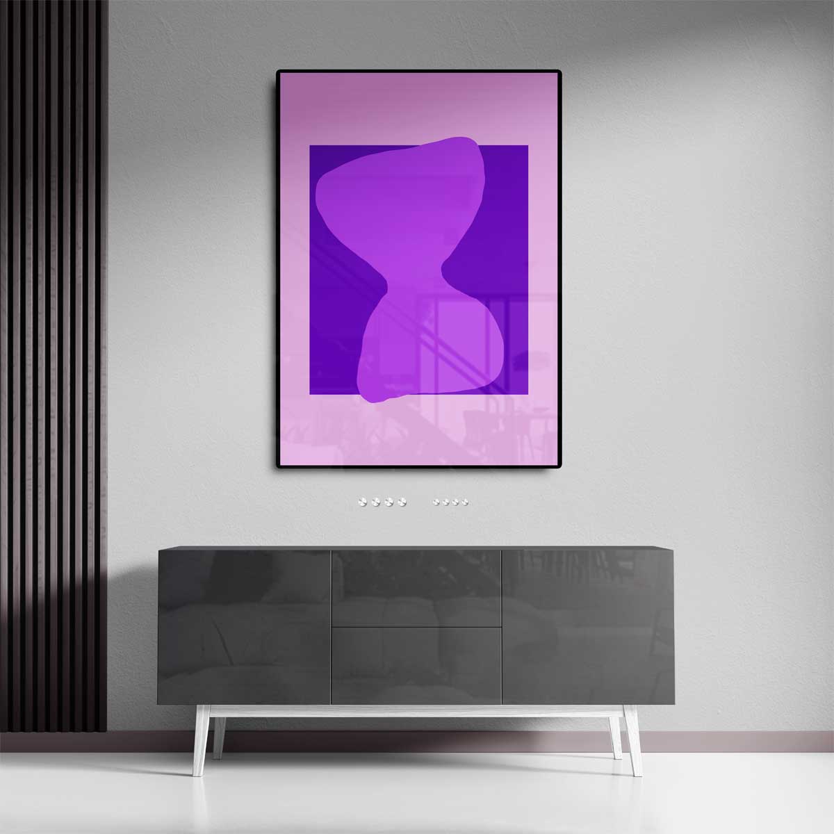 Speelse Paarse Vormen Kunstwerk-canvas-dibond-plexiglas-wanddecoratie-WallArtistic