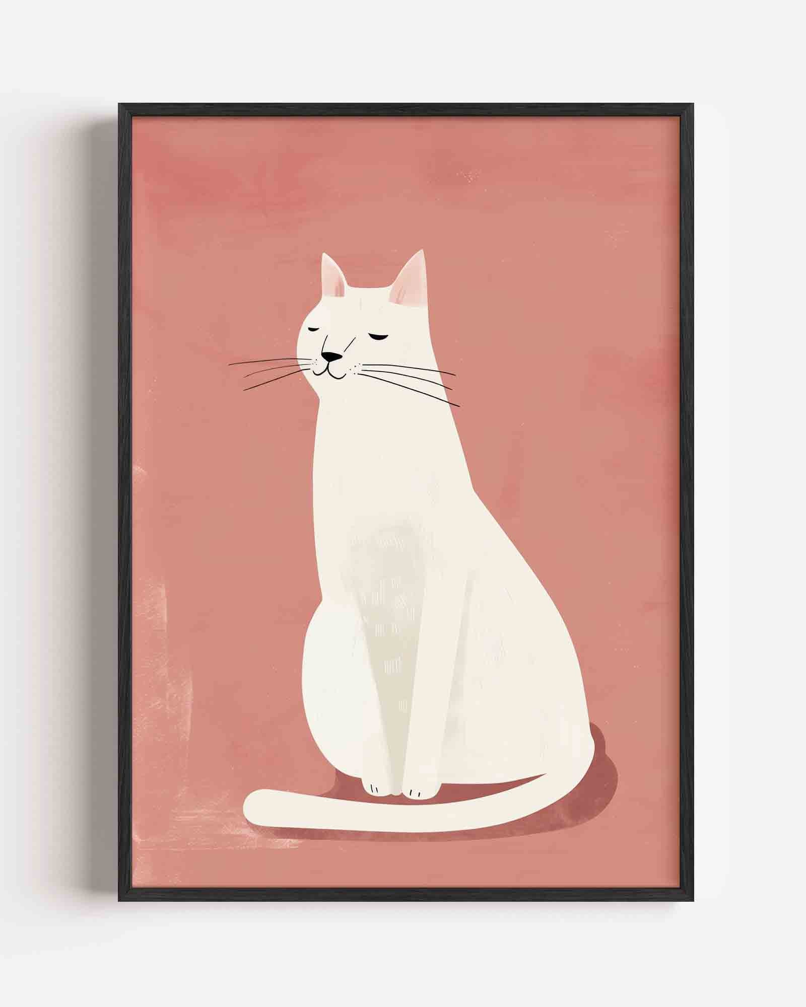 Witte kat Poster
