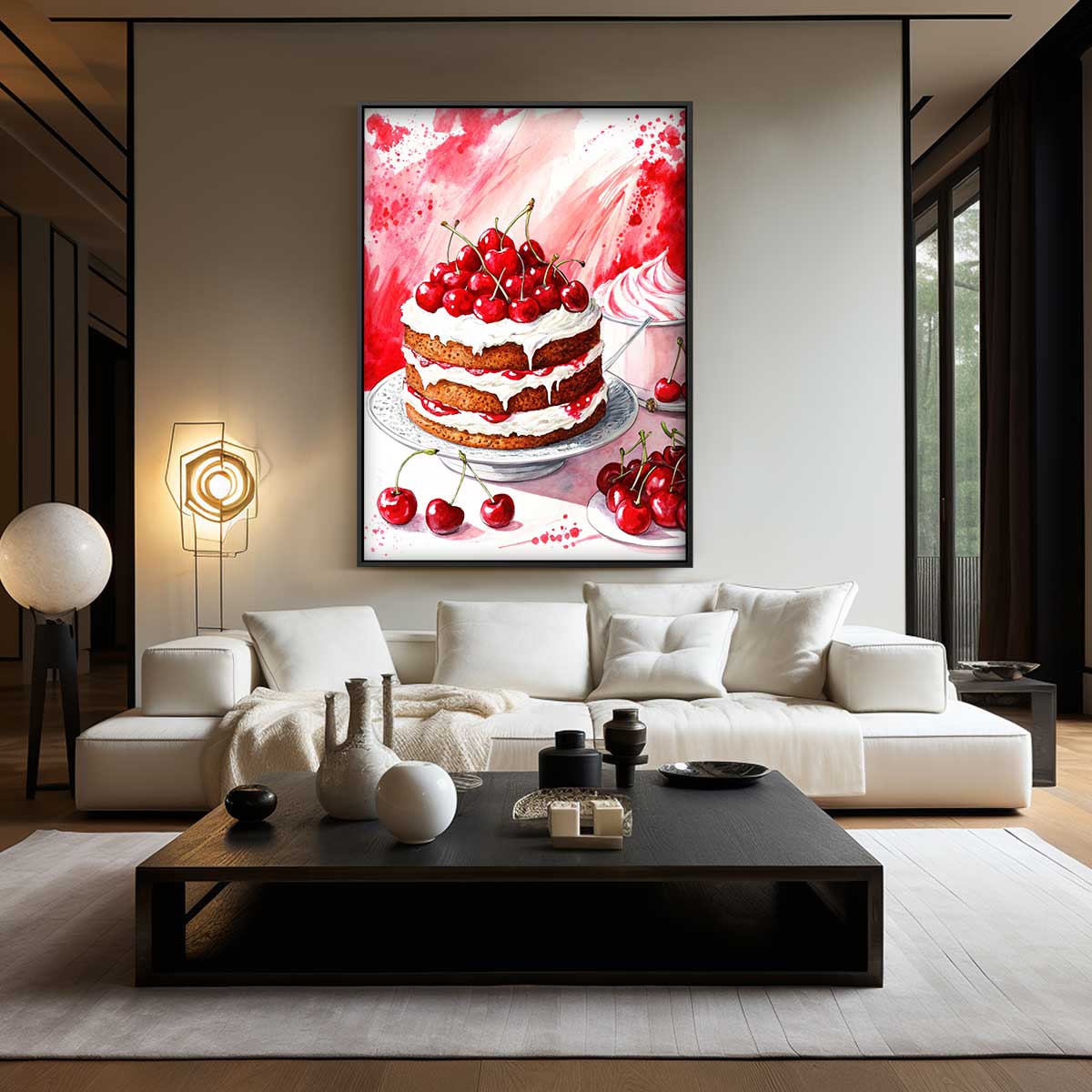 Verleidelijke Kersen Taartkunst Kunstwerk-canvas-dibond-plexiglas-wanddecoratie-WallArtistic