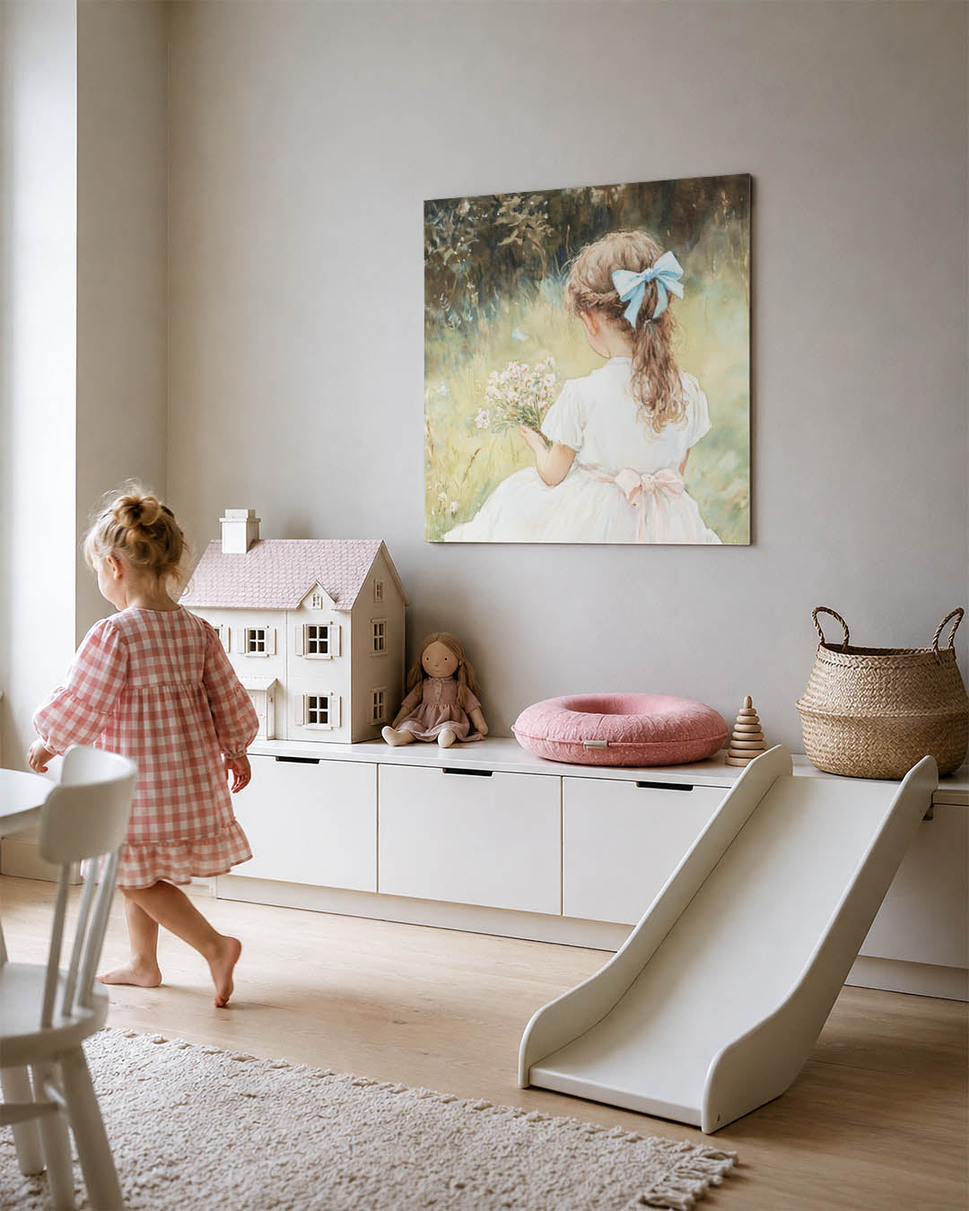 Meisje met bloemen Kunstwerk