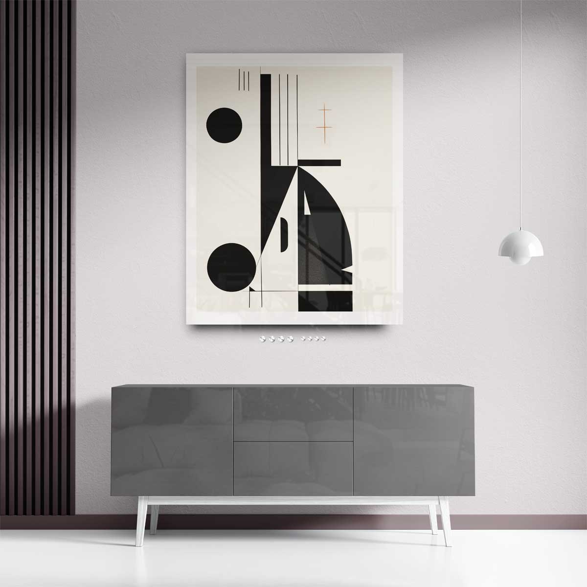 Geometrische Harmonie in Zwart en Wit Kunstwerk-canvas-dibond-plexiglas-wanddecoratie-WallArtistic