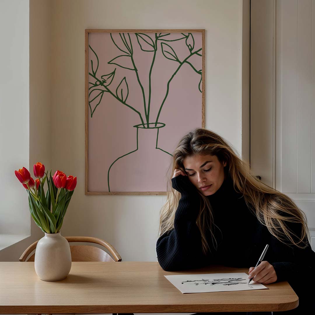 Minimalistische Bloemenvaas Poster-WallArtistic